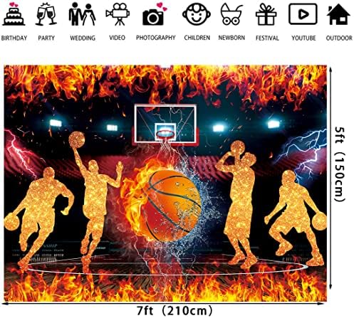 Basketbol Tema Zemin Fotoğrafçılık için 7x5FT Yıldız Slam Dunk Basketbol Spor Arka Plan Erkek Basketbol Mutlu Doğum