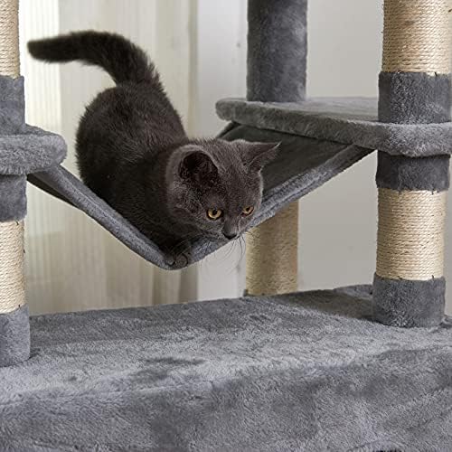 Kedi Kulesi, 67 inç Çok Seviyeli Kedi Ağacı, Sisal Kaplı Tırmalama Direklerine Sahip Kedi Ağacı Duvarı, Yastıklı