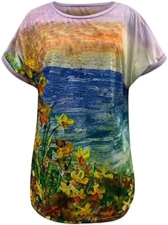 Kadın vintage tişört Moda 3D Çiçek Baskılı Tees En Moda Hawaiian Kısa Kollu Gömlek Retro günlük t-Shirt