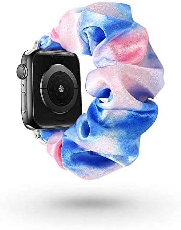 UooMoo Uyumlu Apple saat bandı Scrunchie 42mm, Yumuşak Elastik Bantlar, İpeksi Sevimli Desen Baskılı Kumaş Değiştirme