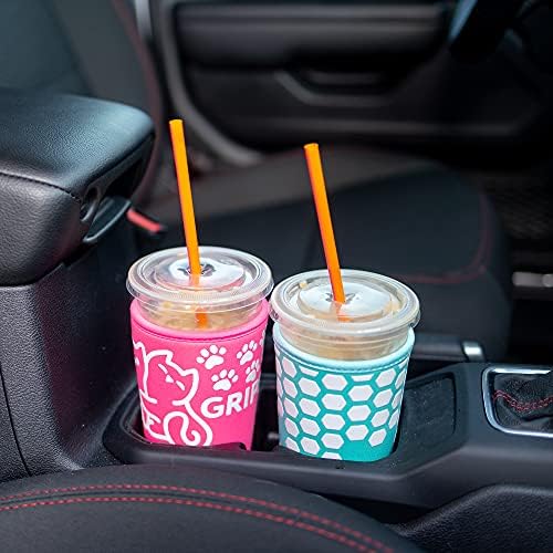 Kaymaz kavrama ile GRİPSİE kahve fincanı kollu (3'lü paket) Orta ve büyük sürücü bardaklarına uyar-Sıcak ve soğuk