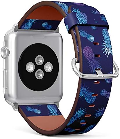 Bulutsusu Renk Ananas Desenli Deri Bileklik Kayışı ile Uyumlu Apple Watch Serisi 4/3/2/1 38mm/40mm