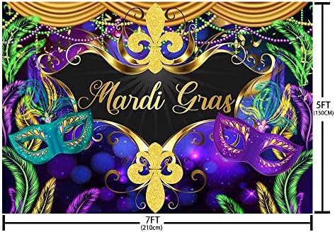 MEHOFOND Mardi Gras Zemin Maskeli Parti Süslemeleri Afiş Mor Altın Maske Glitter Boncuk Dans Parti Fotoğraf Arka