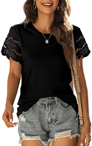Kadınlar için egzersiz Gömlek moda rahat şık bluzlar Kısa kollu Yaz üstleri düz renk T-Shirt Tunikler