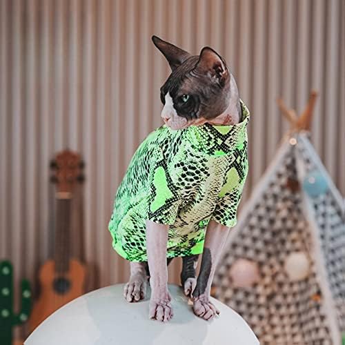 Sphynx Tüysüz Kedi Giysileri İlkbahar Yaz Sınırlı Sayıda Yılan Derisi Desenli Pamuklu Tişörtler Esneklik Balıkçı