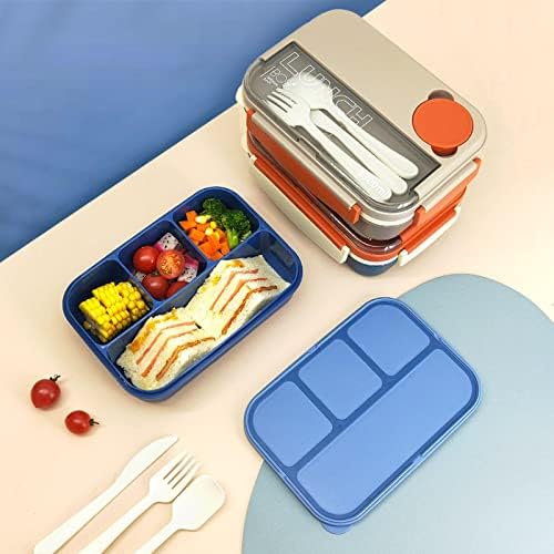 TONTEK Dört bölmeli Plastik yemek kabı Öğrenciler için Yetişkin bento Kutusu Mühürlü yemek kabı Mikrodalga ısıtmalı