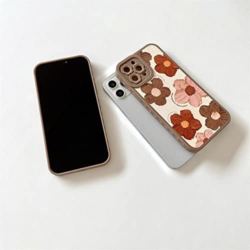 Yağlıboya Çiçek Telefon Kılıfı için iPhone 12 Pro Kapak Moda Sevimli Yan Çerçeve Tasarımı Yumuşak Silikon Koruyucu