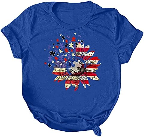 viyabling Amerikan Bayrağı 4th Temmuz Baskı Yurtsever Bluzlar Kadınlar için Şık Kollu Yaz Casual Pileli Yaz Gömlek