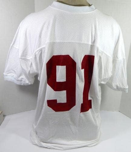 Alabama Crimson Tide 91 Oyunu Verilen Beyaz Jersey XXXL DP35353-İmzasız NFL Oyunu Kullanılmış Formalar