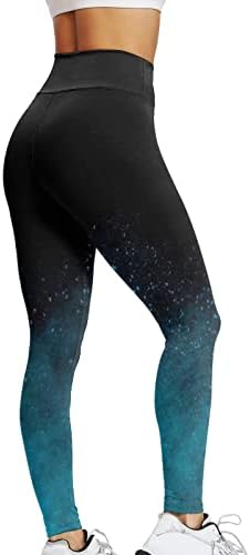Kadınlar için yüksek Belli Tayt See-Through Yumuşak Karın Kontrol Baskılı Pantolon Degrade Renk Spor Aktif Tayt