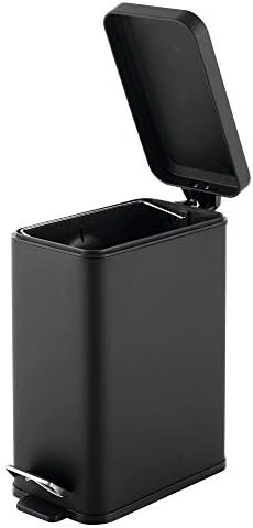 mDesıgn İnce Metal Dikdörtgen 2,6 Galonluk Adım Pedallı Çöp Tenekesi, Kolay Kapanan Kapak, Çıkarılabilir Astar-Banyo,
