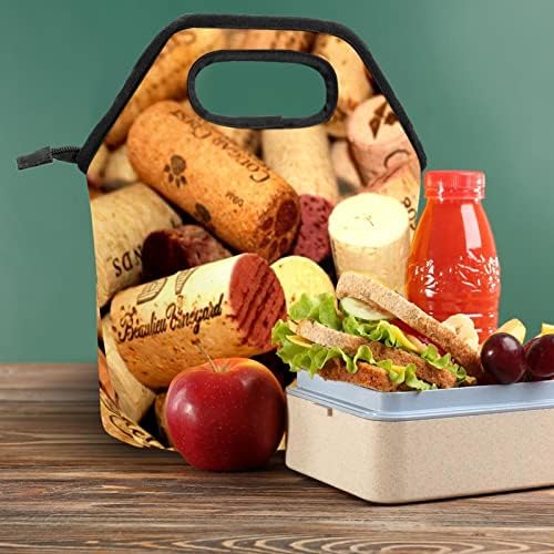 HEOEH Şarap Mantarları Öğle Yemeği soğutucu çanta Tote Çanta Yalıtımlı Fermuar Öğle Yemeği Kutuları Çanta Açık Havada