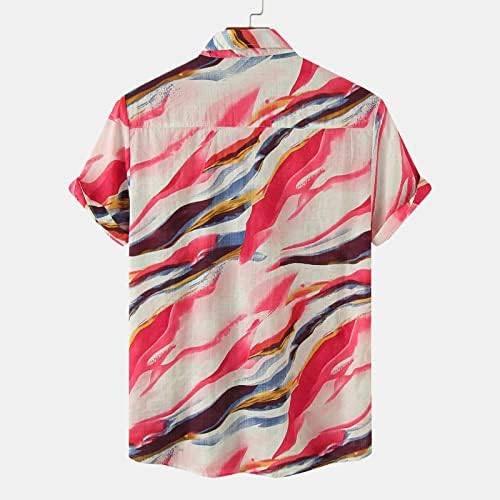 Erkek Grafik Gömlek Kısa Kollu Düğme Aşağı Gömlek Hızlı Kuru Yaka Yumuşak Konfor Batı Gömlek Erkekler için