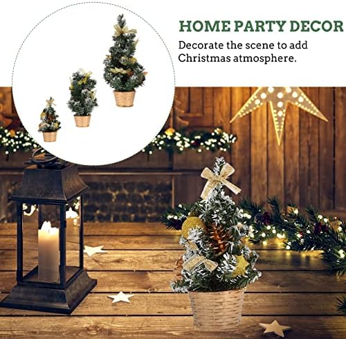 Veemoon Doğuş Dekor 3 adet Mini Noel Ağacı Yapay Noel Ağacı Noel Tatil Masaüstü Ağacı Ilmek ile Süslüyor Parti Masa