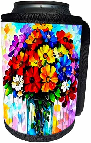 Cam vazoda renkli yaz çiçeklerinden oluşan 3 damla buket. - Şişe Sargısını Soğutabilir (cc-374957-1)