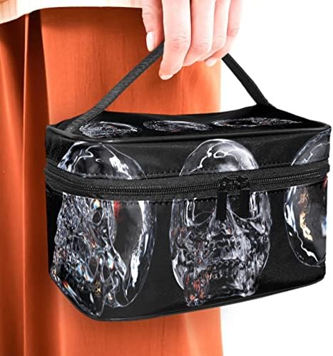 Makyaj çantası, Seyahat Makyaj Kozmetik Çantası Kadın Erkek, Kristal Kafatası Siyah Psyche Hippi İskelet