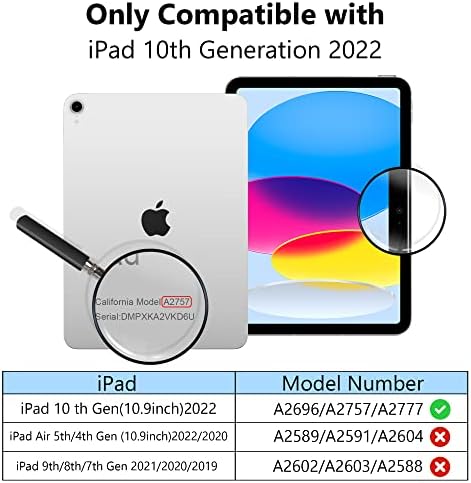 Arae iPad 10.9 inç Kılıf için [10th Nesil 2022] [Köşe Koruması] Kalemlik, Kickstand, Otomatik Uyandırma/Uyku (Siyah)ile