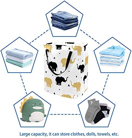 NDKMEHFOJ Siyah Altın Filler Oynayan çamaşır sepeti Sepetleri Su Geçirmez Kirli Giysiler Sıralayıcısı Katlanabilir