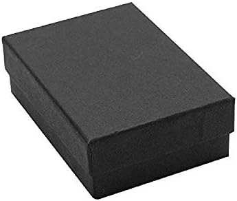 16 Paket Pamuk Dolgulu Mat Siyah Kağıt Karton Takı ve Küçük Hediye, Yüzük, Küpe, Kolye Zinciri, Küçük Koleksiyon