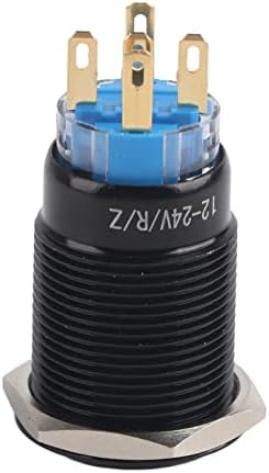 19mm Basma Düğmesi Mandallama Anahtarı, 12-24V 5 Pin Siyah Kabuk LED ON/Off Kendinden Kilitleme Düz Anahtarı IP65