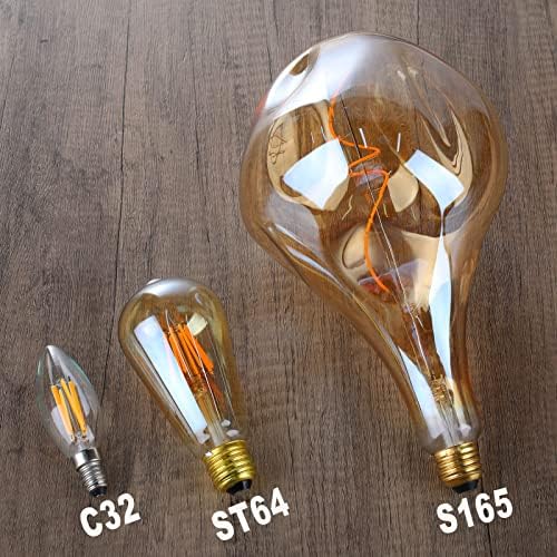 OMED S165 Düzensiz Benzersiz Büyük Boy Vintage LED Edison Ampul, E26 2200K Sıcak Beyaz Kısılabilir Ekstra Büyük Ampul,