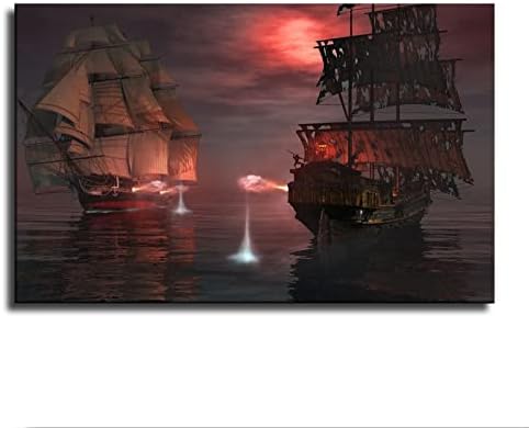 Korsan Gemisi Viking Yelkenli Gemi Deniz Karayip Hayalet Feribot Büyük Posterler ve Baskılar Duvar Sanatı Resimleri