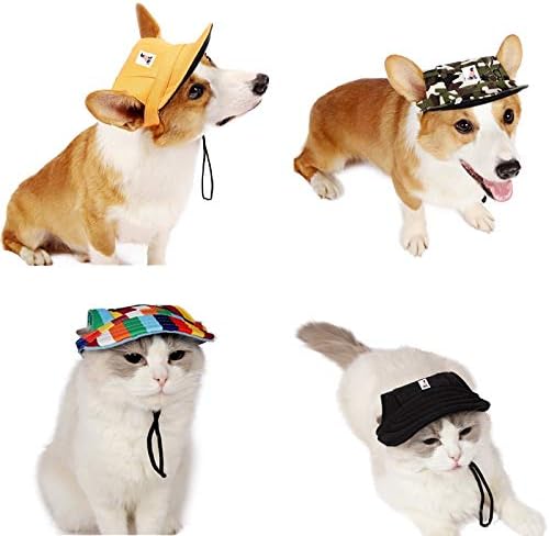 Gogobuddy Köpek Şapkaları, 8 Paket Çok Renkli Evcil Hayvan Beyzbol Şapkası Köpek Spor Şapkası Küçük Orta Büyük Köpekler