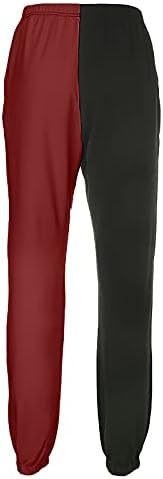 SGASY kadın Elastik Yüksek Bel Joggers dökümlü pantolon Renk Blok Sweatpants Cepler ile