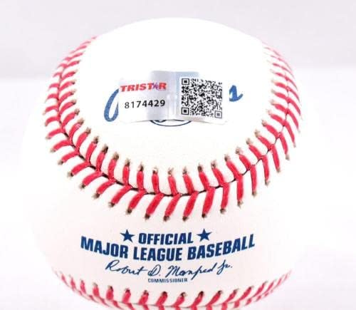 Larry Walker İmzalı Rawlings OML Beyzbol w / HOF-Tristar * Mavi İmzalı Beyzbol Topları