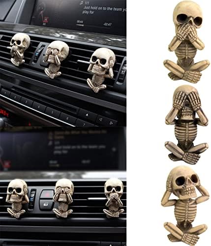 Uklsqma 3 adet Mini iskelet figürler Ev Dekor ofis masası süslemeleri için ürkütücü Arabanın Klima çıkışındaki Çeşitli