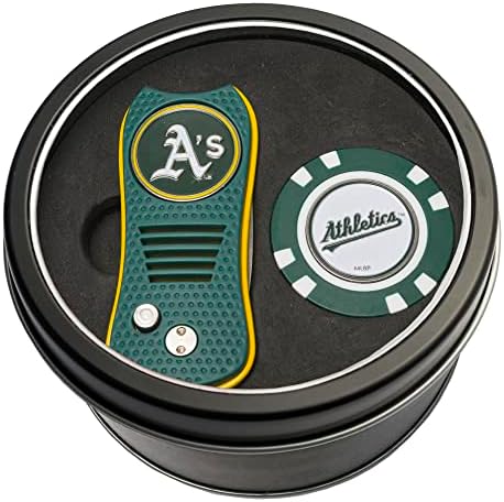 Takım Golf MLB Oakland Atletizm Hediye Seti Sustalı Divot Aracı ve Çip, 2 çift taraflı emaye top işaretleyici, patentli