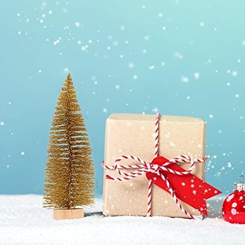 Sucpur Masa Üstü Mini Yapay Noel Ağacı, 3 Adet Sisal İpek Yapay Mini Noel Ağacı Süsleri Kar Ağaçları Noel Dekorasyonu