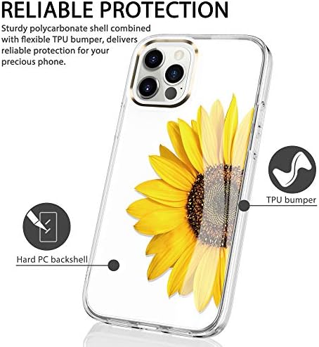 BAISRKE iPhone 12 Pro Max Durumda,Çiçekler,Girly Kadınlar için, Darbeye Dayanıklı Şeffaf Çiçek Desen Sert arka kapak