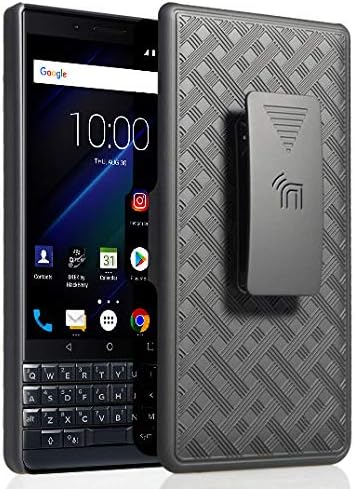 Kılıf için Klip ile BlackBerry Key2 LE, Nakedcellphone [Siyah Sırtı] Kickstand Kapak ile [Dönen/Cırcır] Kemer Kalça