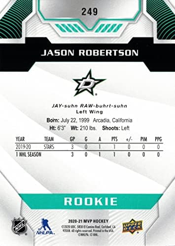 2020-21 Üst Güverte MVP Hokeyi 249 Jason Robertson Çaylak Kartı-Dallas Yıldızları