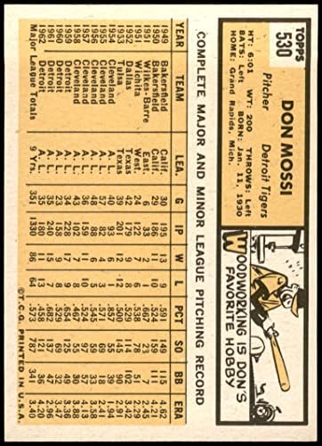 1963 Topps 530 Don Mossi Detroit Kaplanları (Beyzbol Kartı) NM Kaplanları