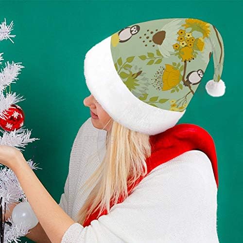 Noel Santa Şapka, Baykuş Çiçekler Ağacı Noel Tatil Şapka Yetişkinler için, Unisex Konfor noel şapkaları için Yeni