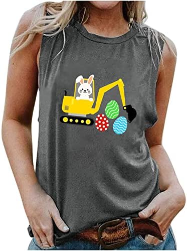 Paskalya Gömlek Kadın paskalya tavşanı T-Shirt Sevimli Tavşan Grafik Tee Tatil Kolsuz Yelek Üst