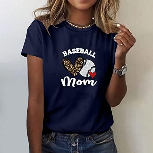 Anneler Günü T-Shirt, beyzbol gömlekleri, Anne Üstleri, Bayan Kısa Kollu O-Boyun Gevşek Casual Bluz Tees Tunikler