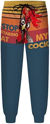 QTOCIO Pijama Pantolon erkek Moda Türkiye Tavuk Baskılı dinlenme pantolonu, Komik, Esprili Elastik Düz Ev Pantolon