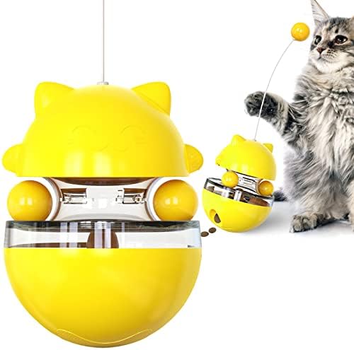 MOSHOU Çok Fonksiyonlu Kedi Maması Dağıtıcı teaser, Ayrılabilir İnteraktif Kedi Tumbler pikap topu Oyuncak, Entegre