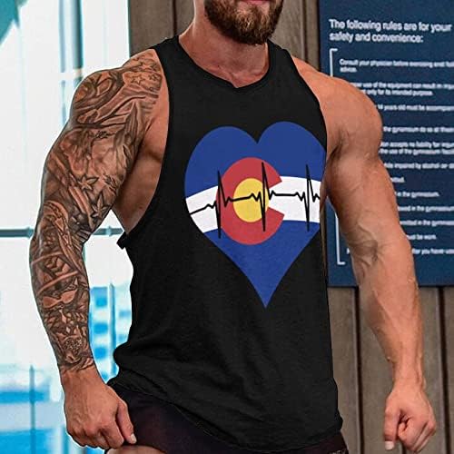 Aşk Colorado Kalp Atışı erkek Egzersiz Tankı Üstleri Kolsuz Spor Kas Gömlek Gevşek Atletik Tees