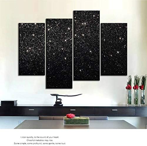 4 Panel Tuval Resimleri siyah arka plan üzerinde yıldız altın ve gümüş ve resimler Duvar Sanatı Baskılar Resimleri