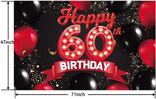 Mutlu 60th Doğum Günü Kırmızı ve Siyah Afiş Zemin Süslemeleri Balonlar Tema Dekor Kızlar Kadınlar için Prenses 60