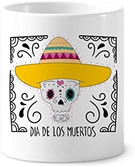 Şapka Kafatası Meksika Mutlu Ölü Diş Fırçası Kalem Tutucu Kupa Seramik Standı Kalem Fincan