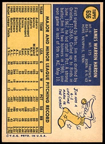 1970 Topps 656 Jim Hardin Baltimore Orioles (Beyzbol Kartı) ESKİ Orioles