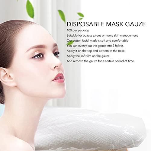 100 adet Gazlı Bez Maskesi, Tek Kullanımlık Önceden Kesilmiş Gazlı Bez Yüz Maskeleri, Yumuşak Pamuklu Spa Gazlı Bez