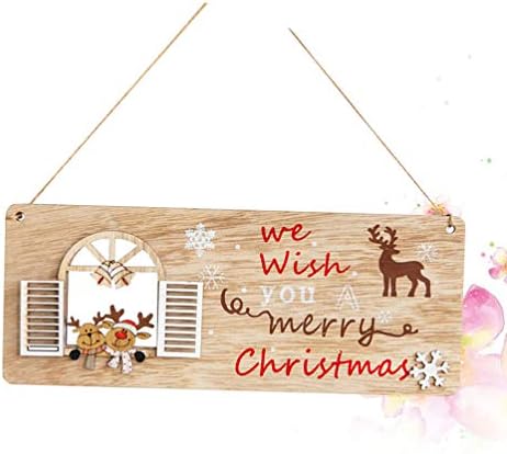 Wakauto Noel Kapı Işareti Tatil Kapı Ahşap Plak Noel Mektup Asılı Işareti Karşılama Kapı Duvar Asılı Süslemeleri