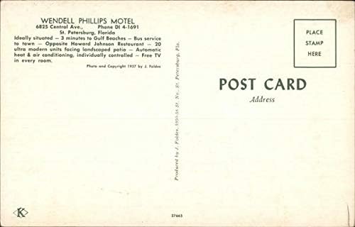 Wendell Phillips Motel St. Petersburg, Florida FL Orijinal Vintage Kartpostal