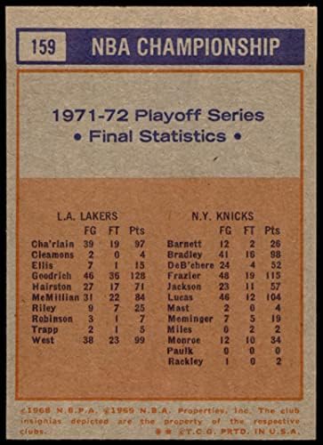 1972 Topps 159 NBA Playoff istatistikleri Los Angeles Lakers (Basketbol Kartı) ESKİ / MT Lakers